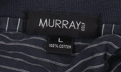 Murray Men's Black Striped Cotton Polo Shirt L
