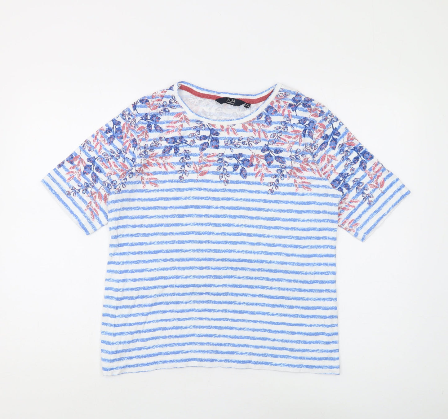 Womens UK Size M Isle Essentials Blue Basic T-Shirt