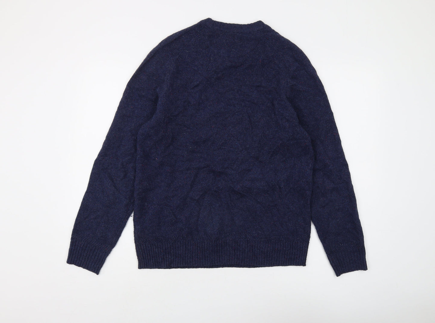 White Stuff Men's Blue Wool Cotton Pullover, Size S, Casual Knit