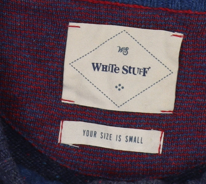 White Stuff Men's Blue Wool Cotton Pullover, Size S, Casual Knit