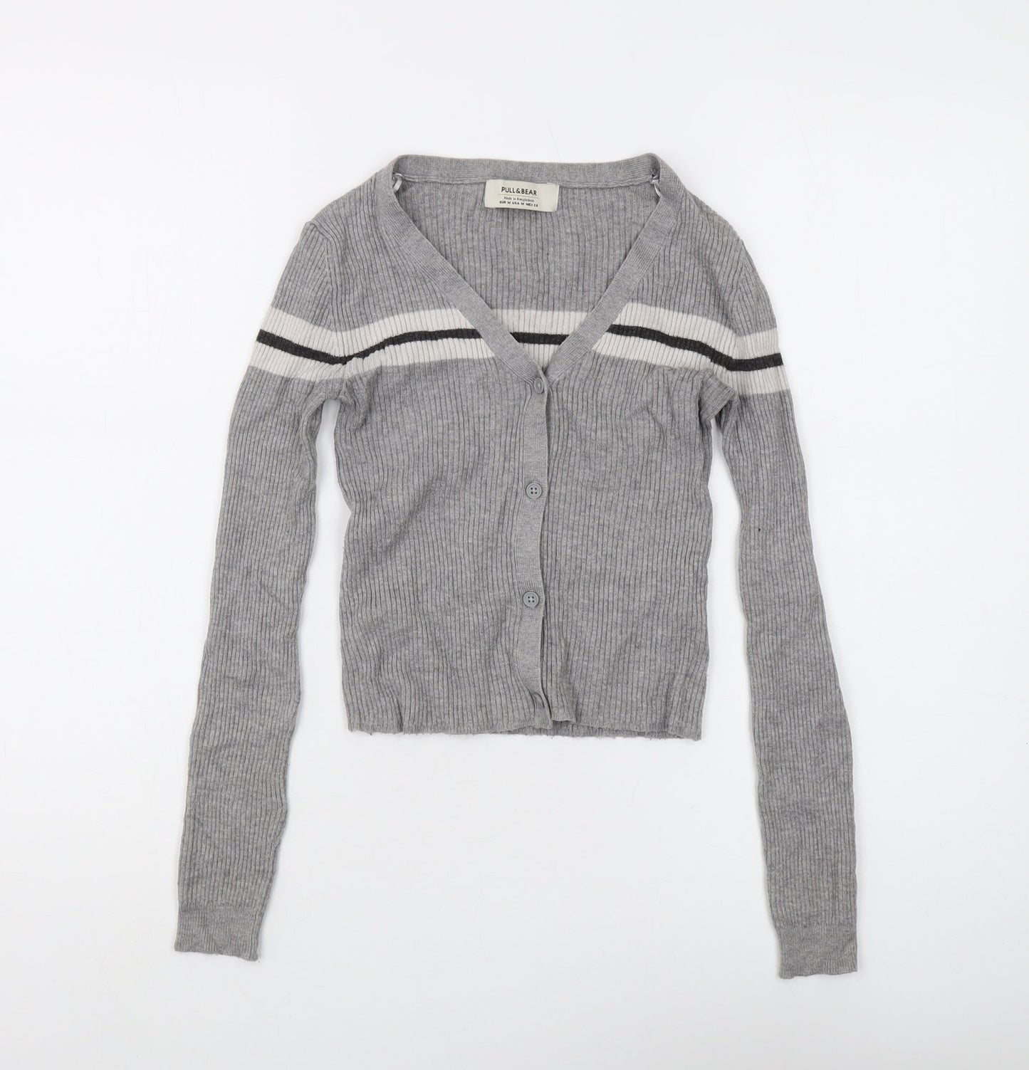 Womens UK Size M Pull & Bear Grey Cardigan Jumper