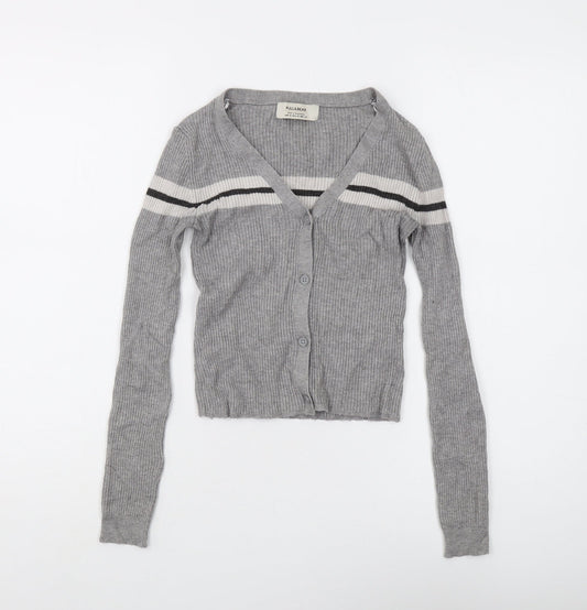 Womens UK Size M Pull & Bear Grey Cardigan Jumper