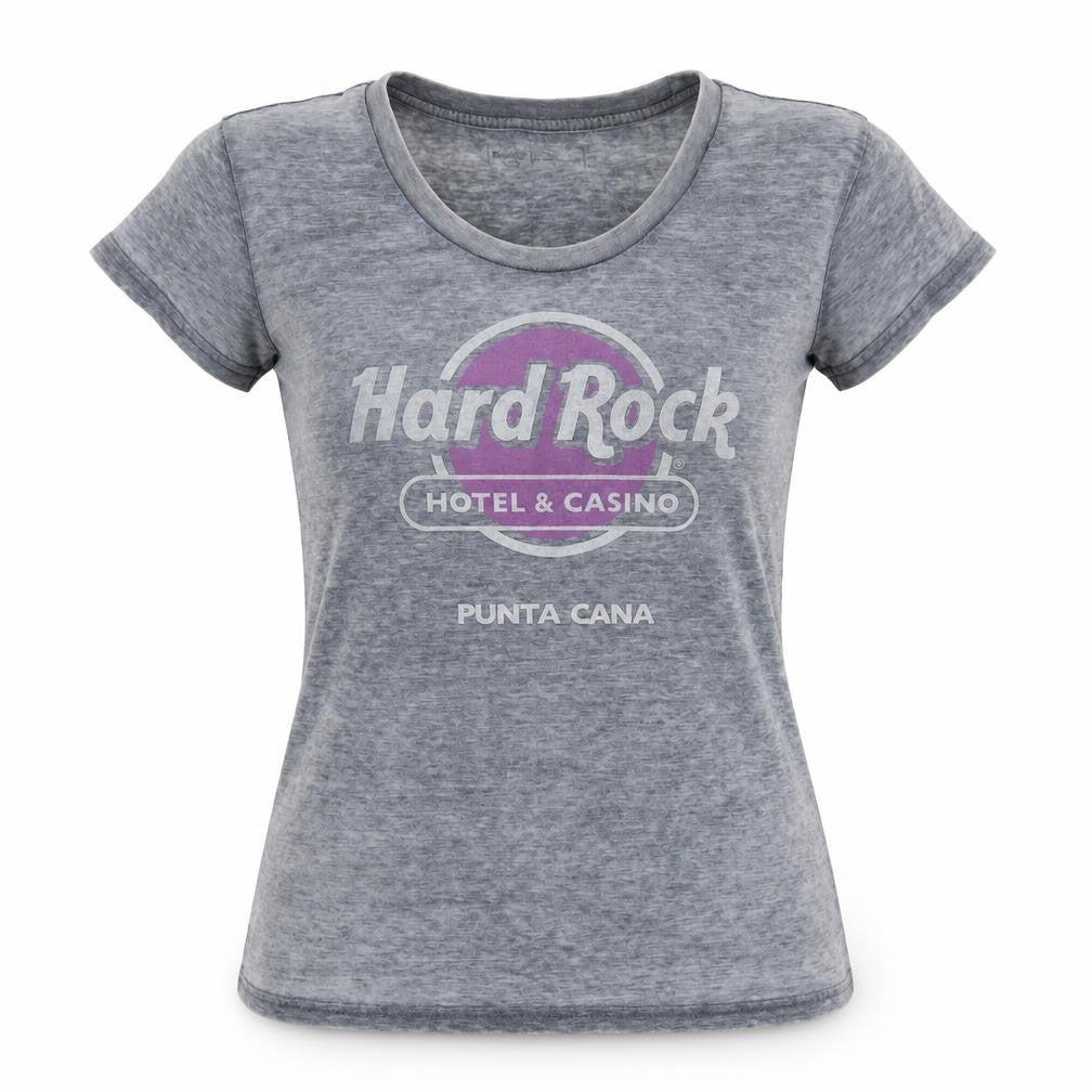 Front view of Hard Rock Grey T-Shirt unisex adults l graphic print