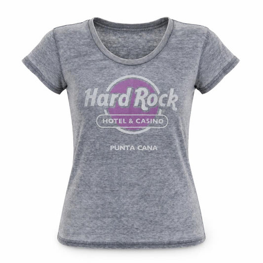 Front view of Hard Rock Grey T-Shirt unisex adults l graphic print