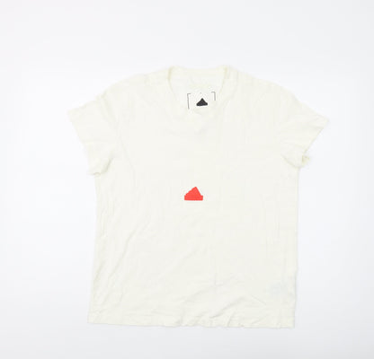 Unisex Adults UK Size L adidas White Basic T-Shirt