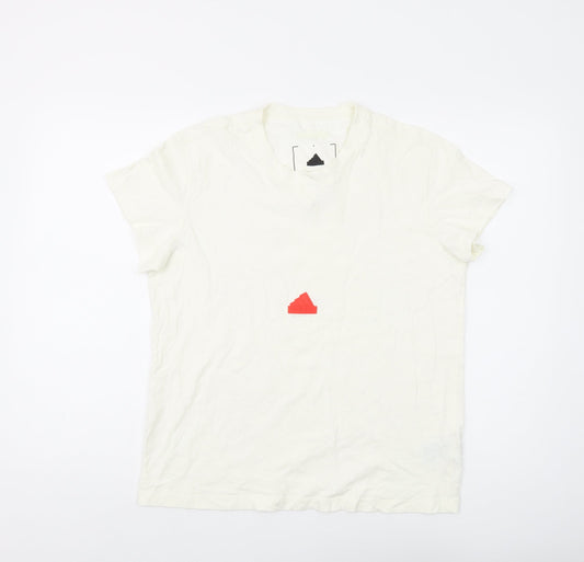 Unisex Adults UK Size L adidas White Basic T-Shirt