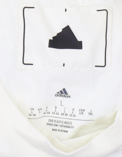 Unisex Adults UK Size L adidas White Basic T-Shirt