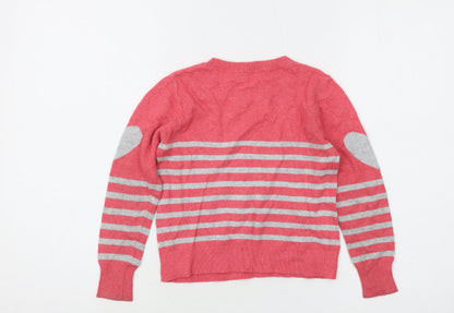 Mint Velvet Girls Pink Striped Pullover Jumper, Size 6 Years