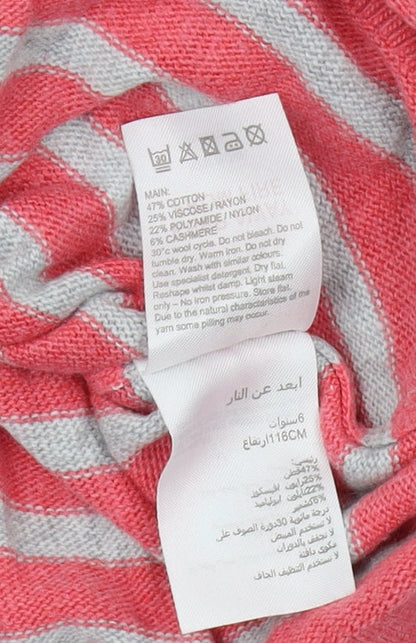 Mint Velvet Girls Pink Striped Pullover Jumper, Size 6 Years