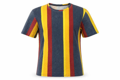 Front view of Rebel Men's Multicoloured Striped T-Shirt S