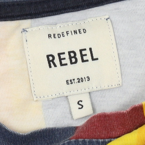 Rebel Men's Multicoloured Striped T-Shirt S