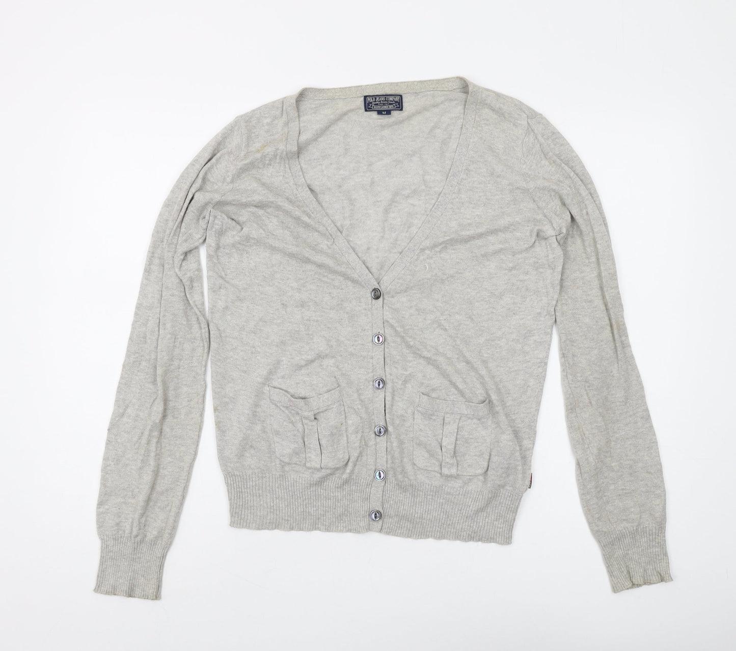 Womens UK Size M Ralph Lauren Grey Cardigan Jumper