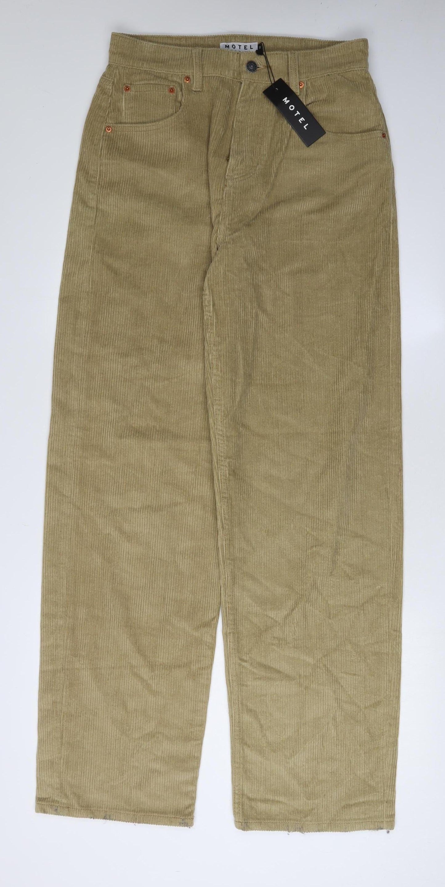 Womens UK Size M Motel Relaxed Fit Wide-Leg Beige Trousers