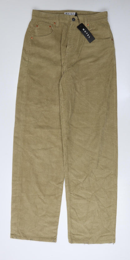 Womens UK Size M Motel Relaxed Fit Wide-Leg Beige Trousers