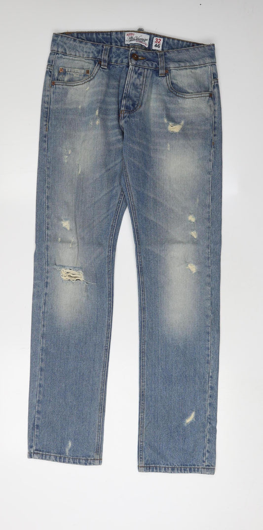Alcott Blue Men's Straight Distressed Jeans 32