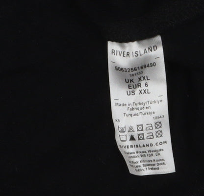 River Island Men's Black Floral Graphic T-Shirt 2XL