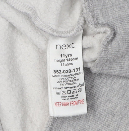 Next Boys Grey Pullover Hoodie, 11 Years, Cotton Blend