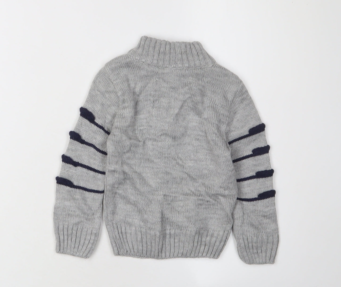 Merzan Boys Grey Henley Jumper, Size 2-3 Years, Winter Knit