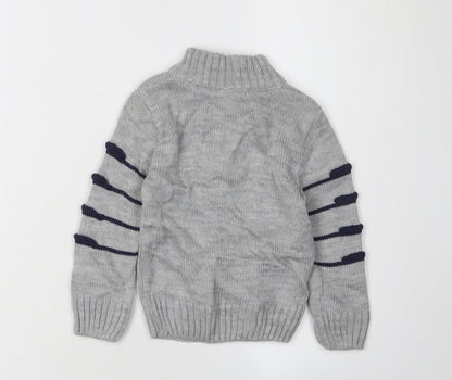 Merzan Boys Grey Henley Jumper, Size 2-3 Years, Winter Knit