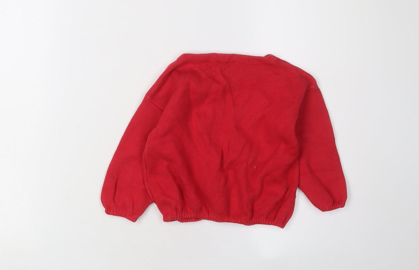 Benetton Girls Red Knit Pullover Jumper 1-2 Years Casual Wear