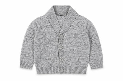 Front view of Next unisex grey cardigan 9-12 months - stars theme