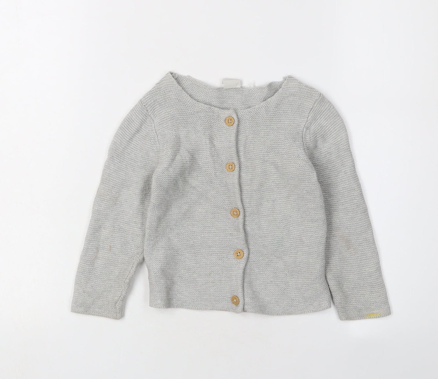 H&M Grey Unisex Toddler Cardigan, 24 Months, Cotton Knit
