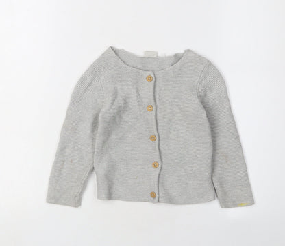 H&M Grey Unisex Toddler Cardigan, 24 Months, Cotton Knit