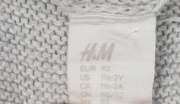 H&M Grey Unisex Toddler Cardigan, 24 Months, Cotton Knit