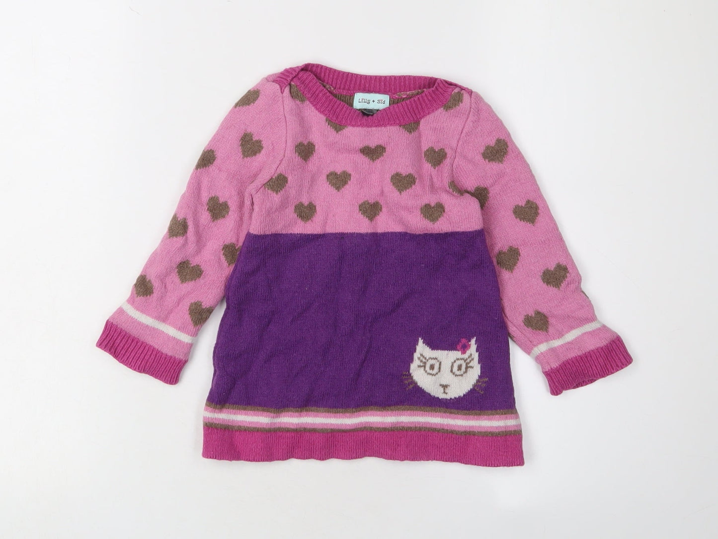 Lilly + Sid Girls Pink Jumper Dress 12-18 Months
