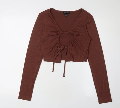 Womens UK Size S New Look Brown Cropped Top