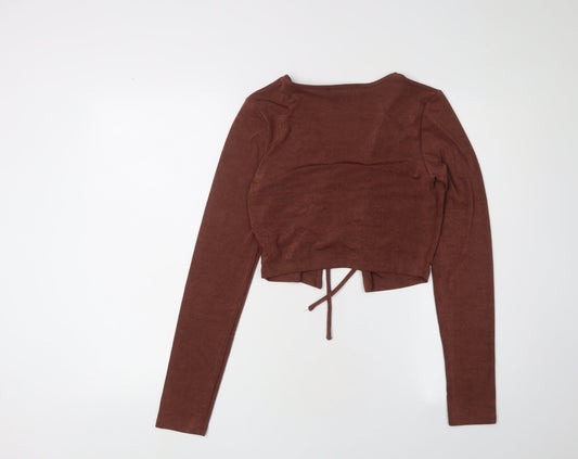 Womens UK Size S New Look Brown Cropped Top