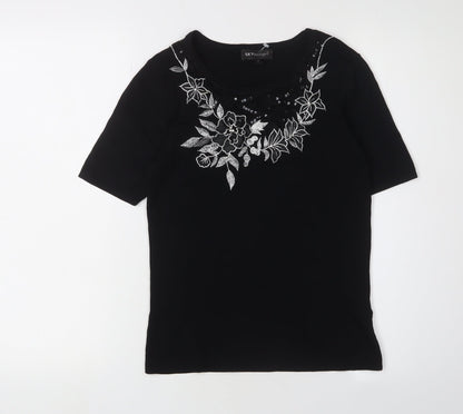 Womens UK Size XS Sky Black Basic T-Shirt