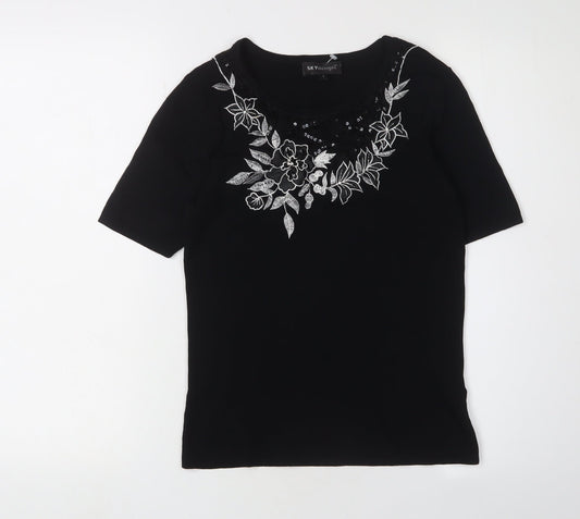 Womens UK Size XS Sky Black Basic T-Shirt