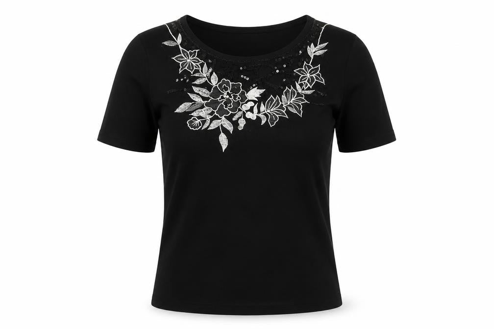 Womens UK Size XS Sky Black Basic T-Shirt