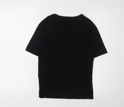 Womens UK Size XS Sky Black Basic T-Shirt
