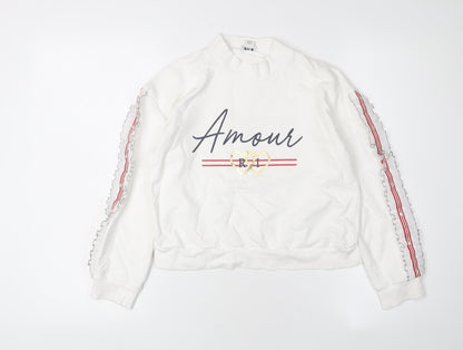 River Island Girls White Graphic Print Sweatshirt 9-10 Years