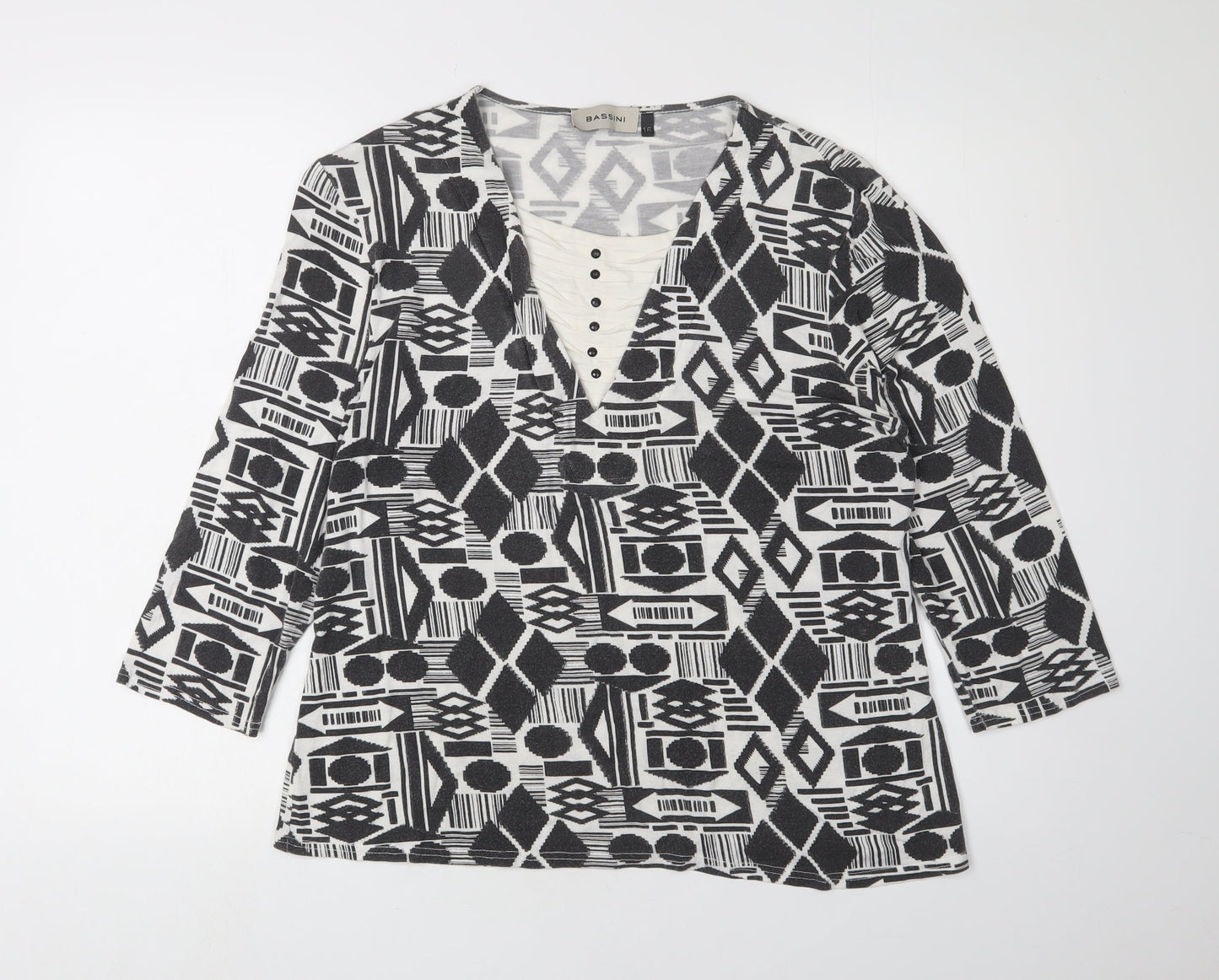 Womens UK Size 16 BASSINI Black Tunic Blouse