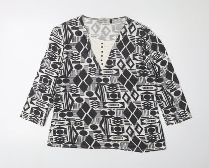 Womens UK Size 16 BASSINI Black Tunic Blouse