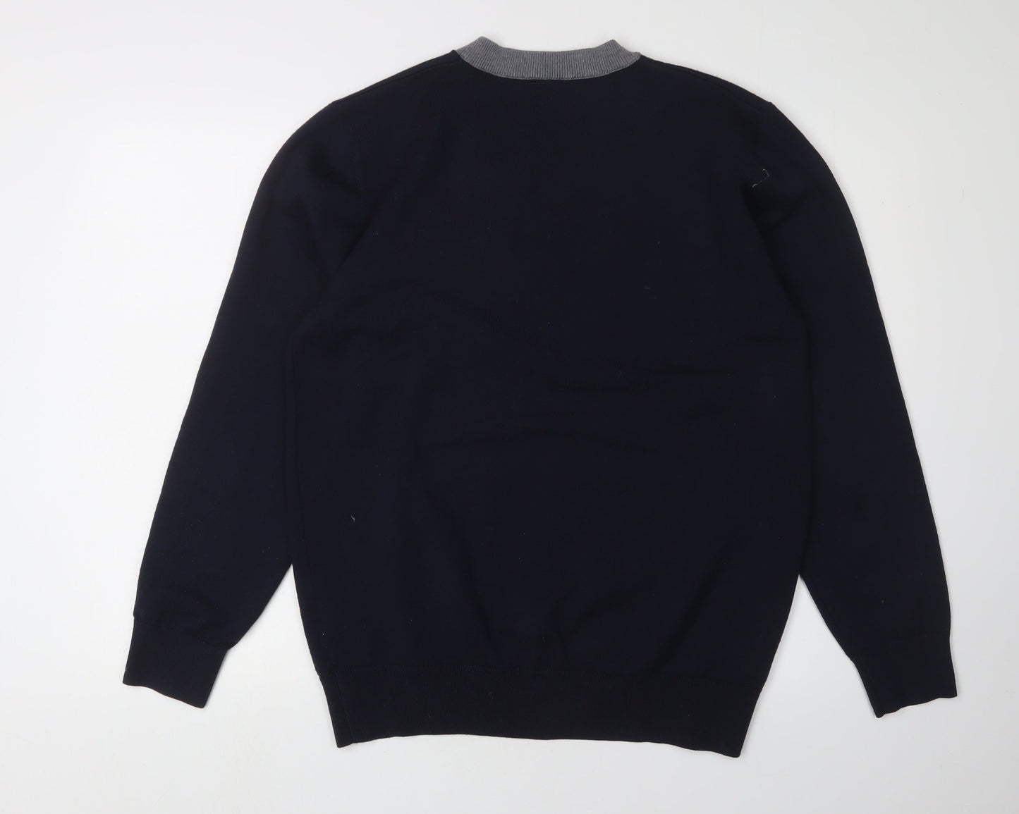 JK Men's Black 4XL Henley Jumper with Button Accents
