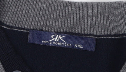 JK Men's Black 4XL Henley Jumper with Button Accents