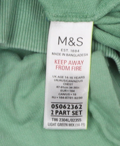 Marks and Spencer Girls Green Pullover Hoodie 14-15 Years