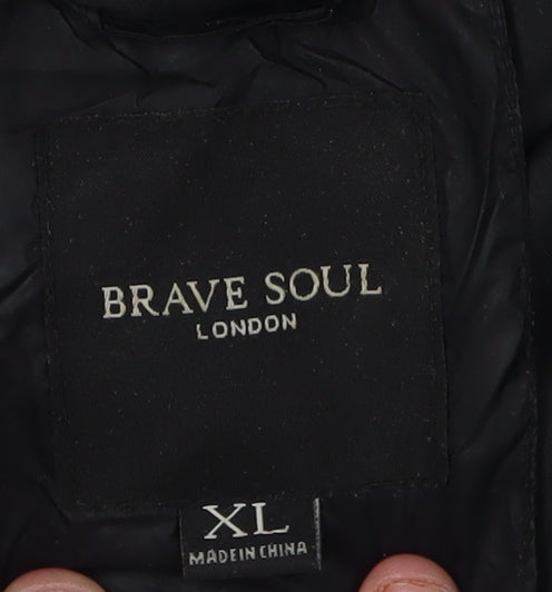 Mens UK Size XL Brave Soul Black Puffer Jacket