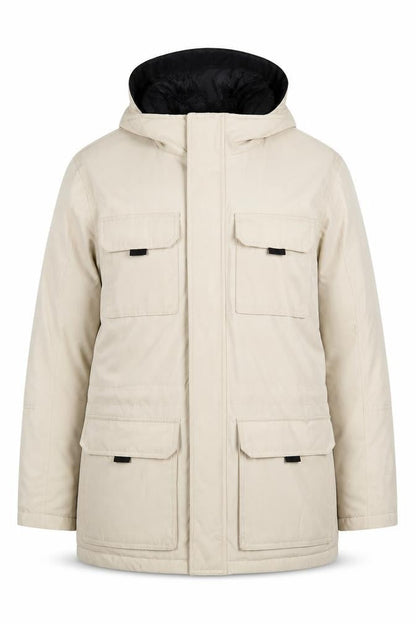 Zara Women Beige Parka Jacket Size 12 Hooded Pockets