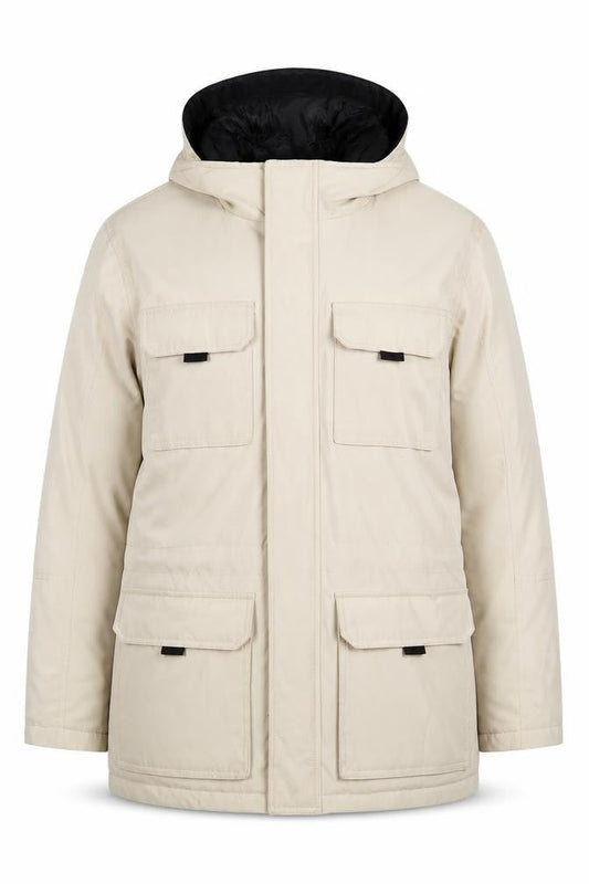 Zara Women Beige Parka Jacket Size 12 Hooded Pockets