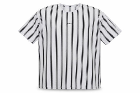 Front view of boohooMAN Men's White Striped XL T-Shirt