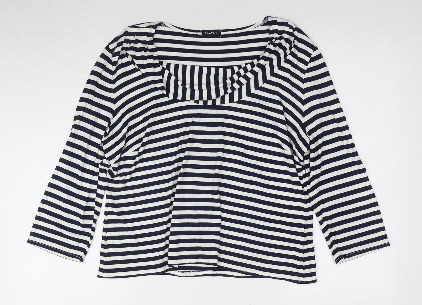 Womens UK Size 16 Roman Blue Basic T-Shirt