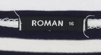 Womens UK Size 16 Roman Blue Basic T-Shirt