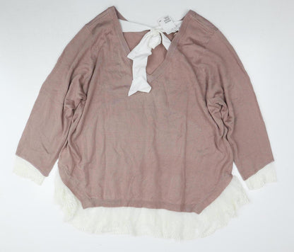 Womens UK Size 3XL H&M Pink Pullover Jumper