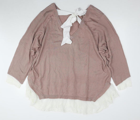 Womens UK Size 3XL H&M Pink Pullover Jumper