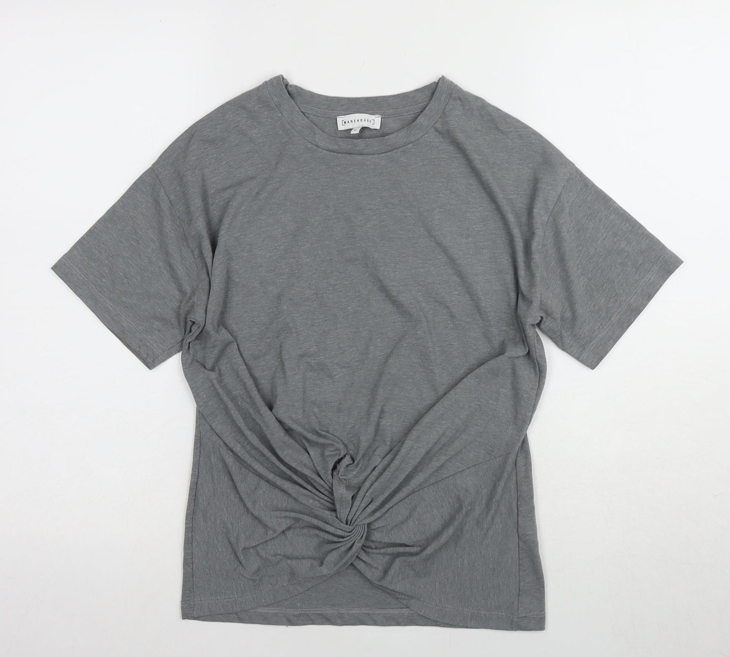 Womens UK Size 10 Warehouse Grey Basic T-Shirt